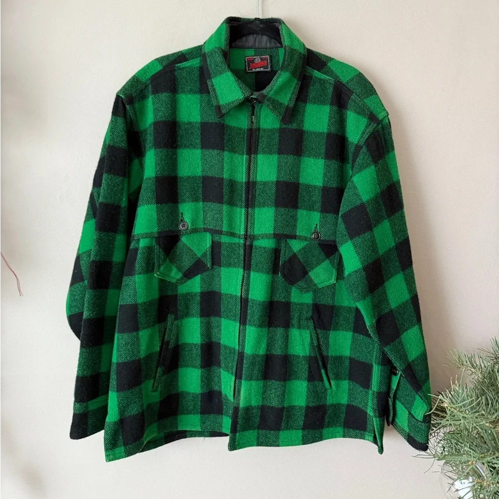 VTG vintage Johnson Woolen Mills buffalo check wool jacket XL - Picture 2 of 14